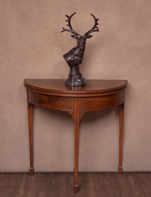 Edwardian Inlaid Fold Over Card Table