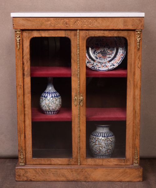 Victorian Inlaid Walnut Dwarf Bookcase
