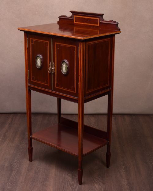 Edwardian Inlaid Mahogany Music Cabinet Made for Jenners of Edinburgh