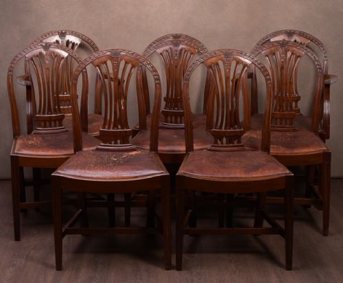 Set of 8 Carved Mahogany Dining Chairs