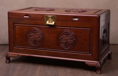 Chinese Carved Camphor Wood Storage Chest