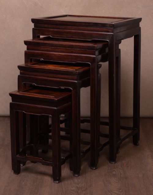 Chinese Hardwood Nest of 4 Tables
