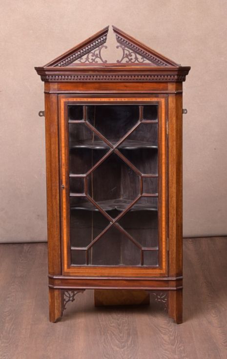 Edwardian Inlaid Mahogany  Hanging Corner Cabinet