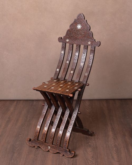 19th Century Carved Islamic Folding Chair