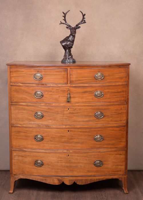 Handsome Georgian Mahogany Bow Front Chest of Drawers