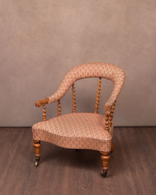 Victorian Oak Barley Twist Occasional Arm Chair