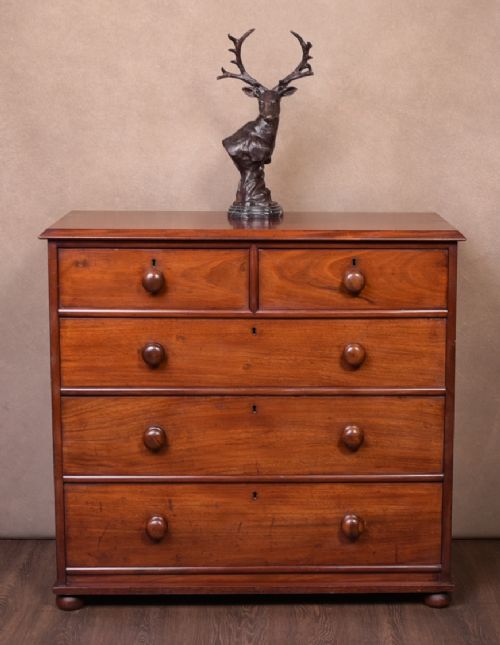 Solid Mahogany 2 Over 3 Victorian Chest of Drawers