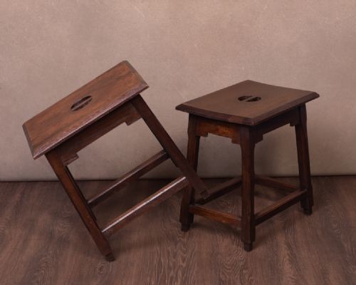 Pair of Oak  Arts and Crafts Stools