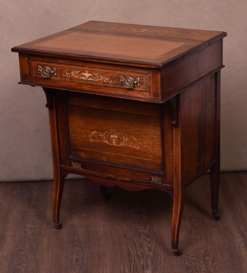 Unusual Edwardian Inlaid Rosewood Davenport