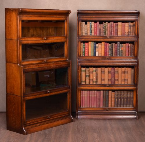 Pair of Oak Sectional Barrister Bookcases