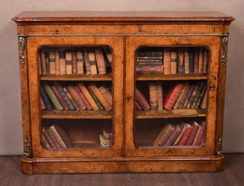 Superb Victorian Walnut 2 Door Bookcase