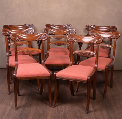 Fantastic Set of 8 Late Regency Mahogany Dining Chairs