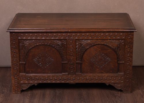 Carved Oak Blanket Storage Box