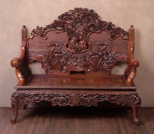 Superb Japanese Carved Bench