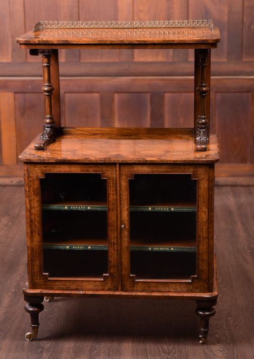 Suberb Victorian Burr Walnut Music Cabinet