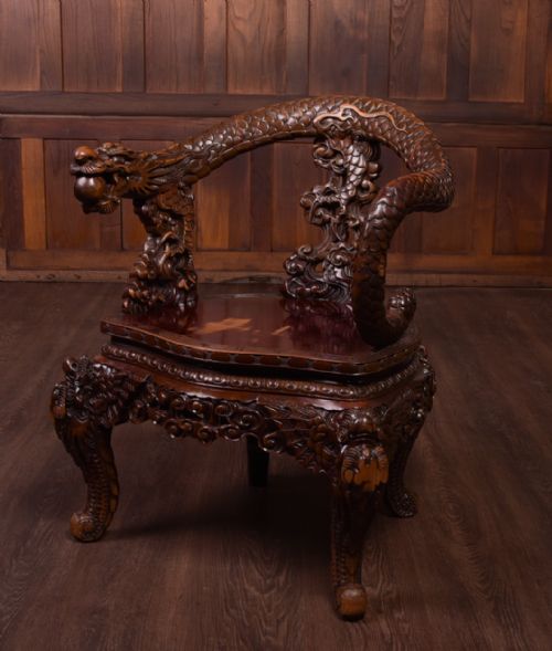 Impressive Japanese Carved Dragon Chair