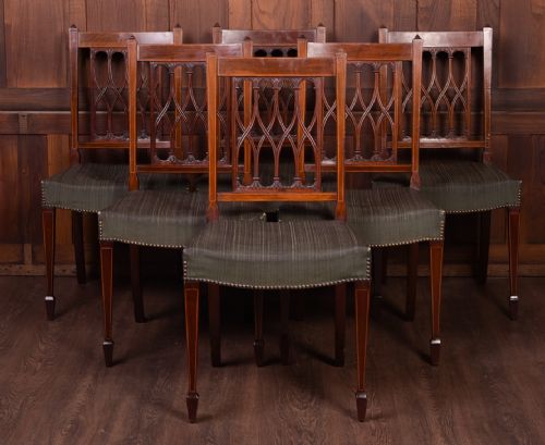 Set of 6 Edwardian Inlaid Mahogany Dining Chairs