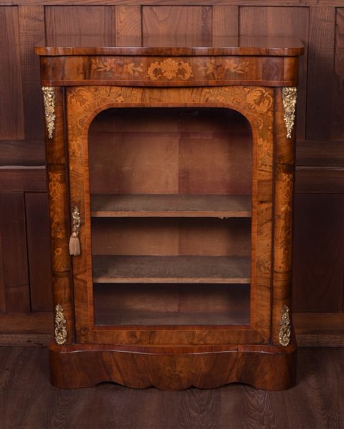 Victorian Marquetry Inlaid Walnut Pier Cabinet