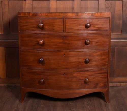 19th Century Bow Front 2 Over 3 Chest of Drawers