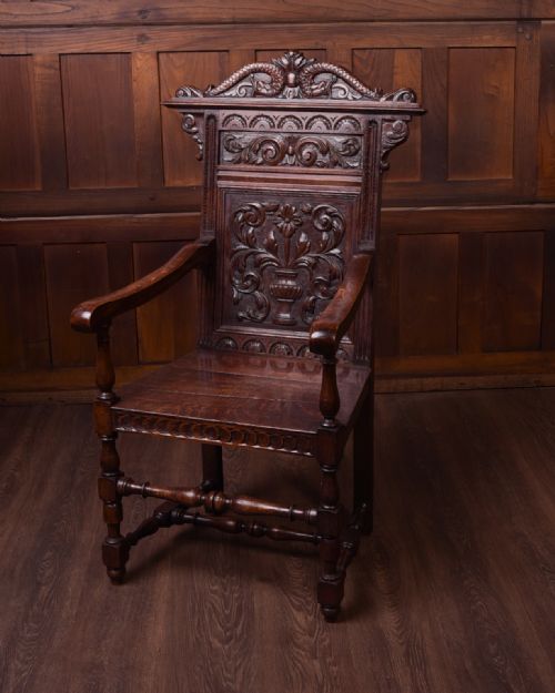 19th Century Carved Oak Arm Chair