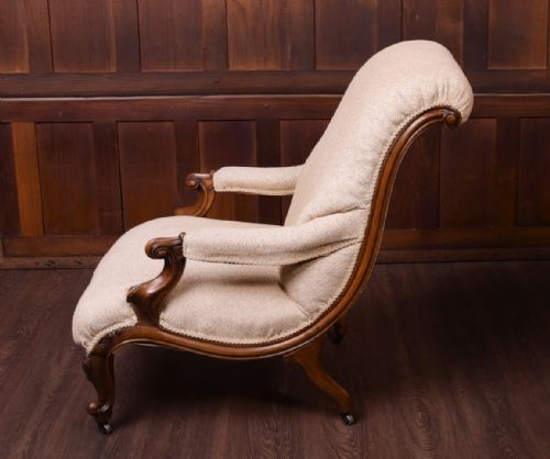 Wonderful Shape Victorian Walnut Arm Chair