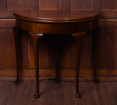 Mahogany Pad Foot Demi Lune Card Table