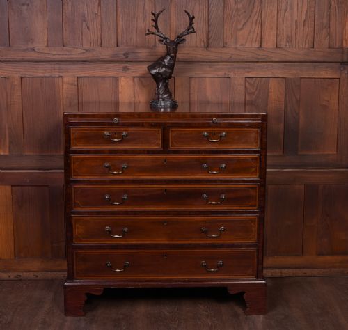 Georgian 2 Over 4 Inlaid Mahogany Chest of Drawers