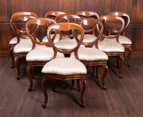 Fantastic Set of 10 Victorian Balloon Back Chairs
