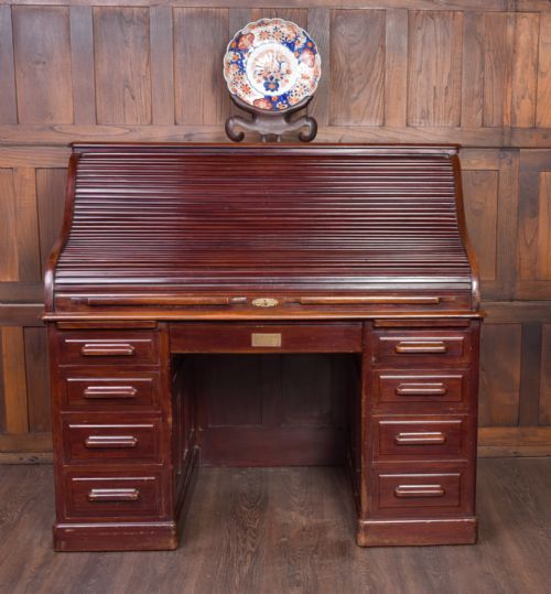 Fabulous Red Walnut S Type Roll Top Desk