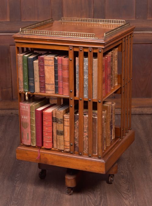 Quality Edwardian Walnut Revolving Bookcase