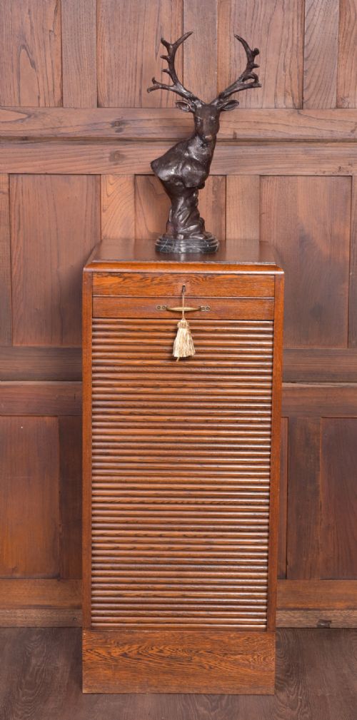 Oak Tambour Fronted Office Filing Cabinet