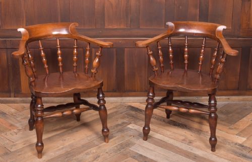 Handsome Pair of 19th Century Smokers Bow Arm Chairs 
