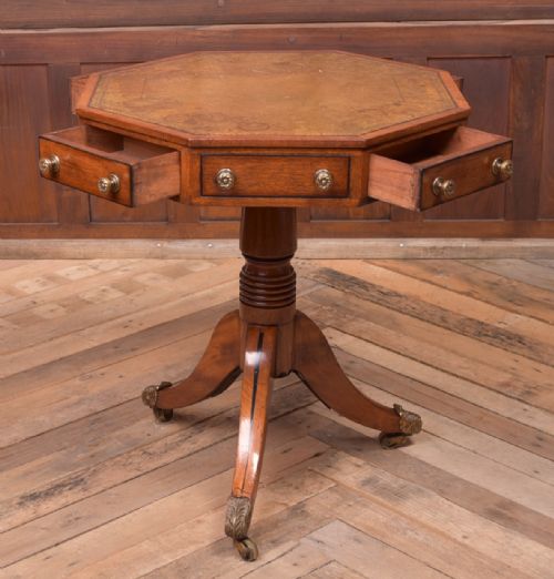 A Small Regency Mahogany Octagonal Drum Table