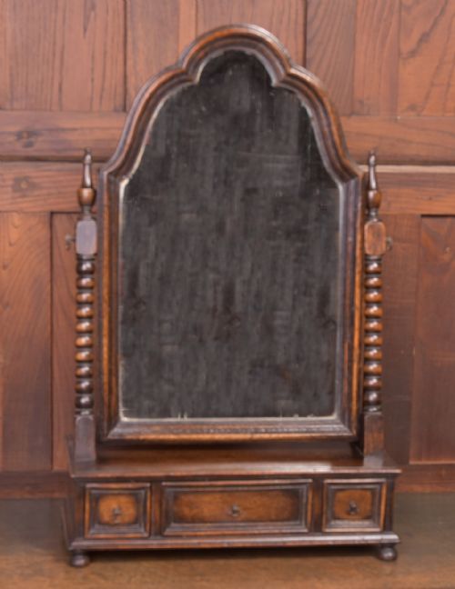 Edwardian Oak Cheval Mirror