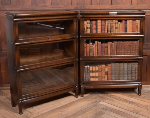 Matching Pair of Oak Globe Wernicke Sectional Bookcases