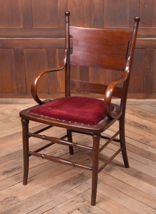 Unusual Arts and Crafts Style Oak Arm Chair