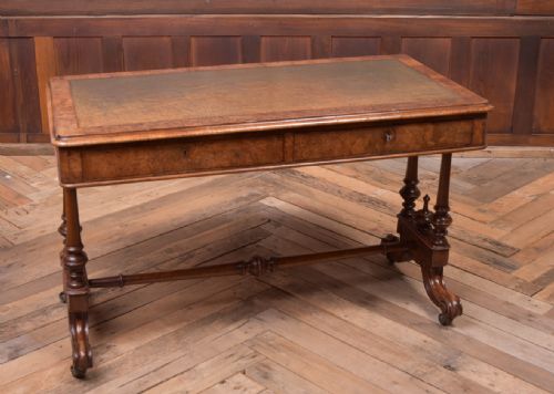 Super Victorian Burr Walnut Library Writing Table