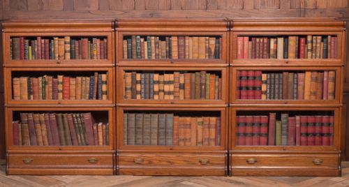 Set of 3 Oak Globe Wernicke Sectional Bookcases