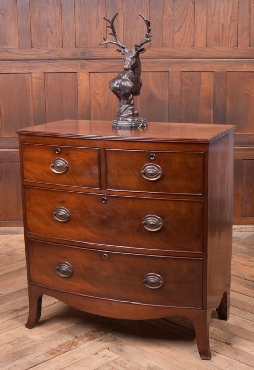 Neat 19th Century Mahogany Bow Front Chest of Drawers