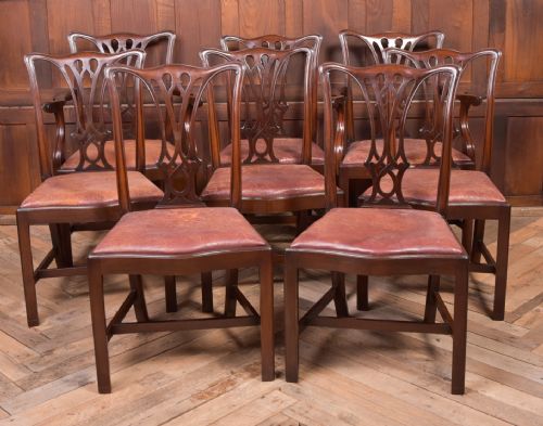 Set of 8 Mahogany Chippendale Style Dining Room Chairs