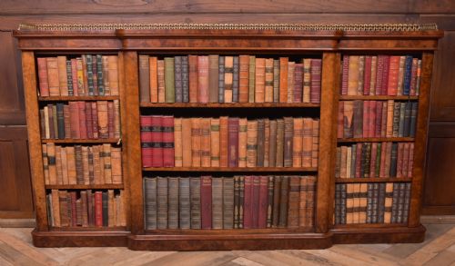 Victorian Burr Walnut Break Fronted Open Bookcase