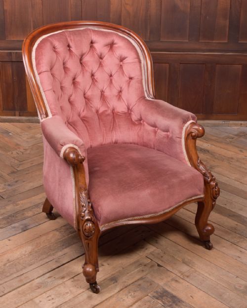 Victorian Mahogany and Button Back Arm Chair
