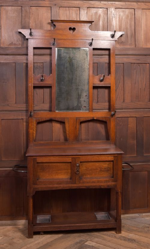 Edwardian Arts and Crafts Oak Hall Stand
