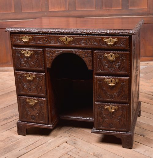 19th Century Carved Knee Hole Desk