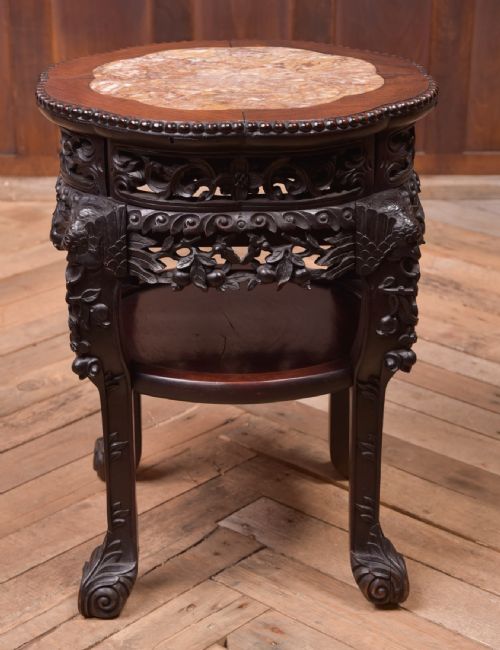 CHINESE CARVED MARBLE TOP VASE STAND