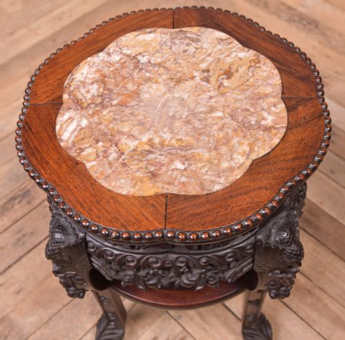 CHINESE CARVED MARBLE TOP VASE STAND - ADDITIONAL PHOTO 2
