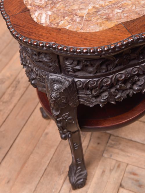 CHINESE CARVED MARBLE TOP VASE STAND - ADDITIONAL PHOTO 3