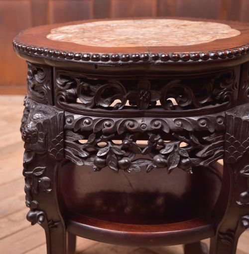 CHINESE CARVED MARBLE TOP VASE STAND - ADDITIONAL PHOTO 4
