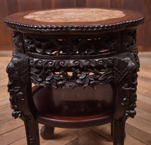 CHINESE CARVED MARBLE TOP VASE STAND - ADDITIONAL PHOTO 5