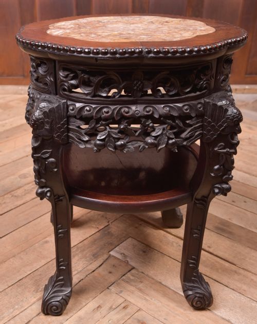 CHINESE CARVED MARBLE TOP VASE STAND - ADDITIONAL PHOTO 7